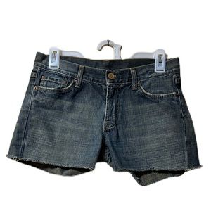 7 For All Mankind Shorts Sz 27 Cut Off Jean Shorts Frayed Hems Beachy Low Rise